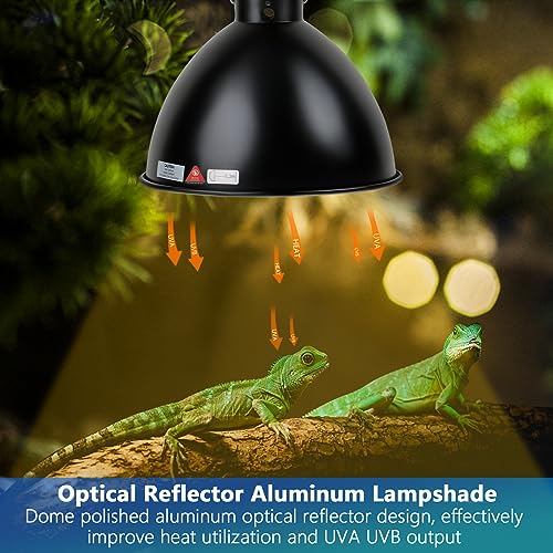 Reptile Light Fixture, 8.5 inch Optical Reflection Dome Heat Lamp Fixture, UVB Heat Basking Lamp Fixture for Amphibian Reptile Terrariums - size: 8.5in Dome