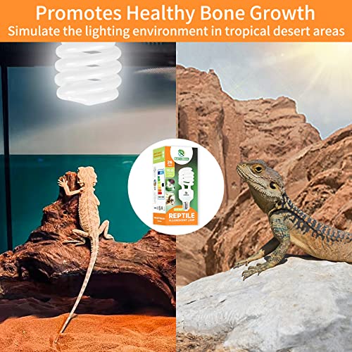 UVB Reptile Light 10.0, 26W Desert UVA UVB Bulb for Reptiles, Compact Desert Terrarium Lamp, Reptile UVB Light Bulb for Bearded Dragon, Lizard, Tortoise, Snake, Gecko - size: 10.0-26