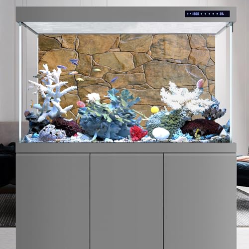 AWERT Stone Aquarium Background Rocky Fish Tank Background Rock Terrarium Background 48x24 inches Vinyl - size: 48x24in/120x60cm