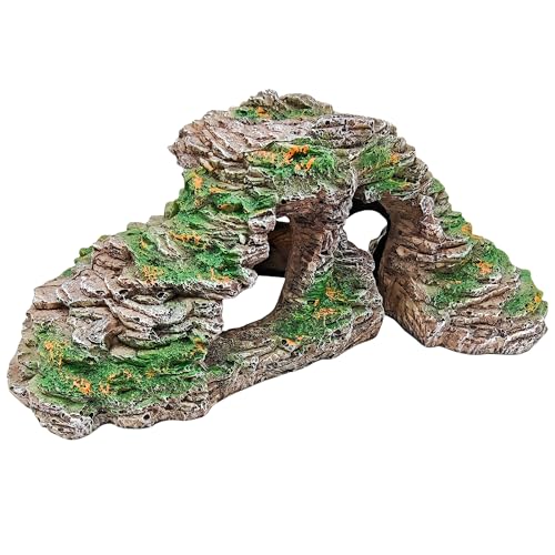 Reptile Hideouts,Resin Reptile Cave Habitat for Leopard Geckos, Lizards, Turtles, Snakes and Amphibians. (Circular Island Platform, Large) - color: Circular island platform, size: Large