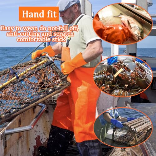 6 Pairs Sewer Gloves PVC Coated Non-Slip Oil & Chemical Resistant | 6 Pairs PVC Coated Sewer Gloves, Abrasion Resistant, Non-Slip Grip, Oil & Chemical Resistant for Drain Cleaning & Plumbing. - color: 6 Pairs Orange