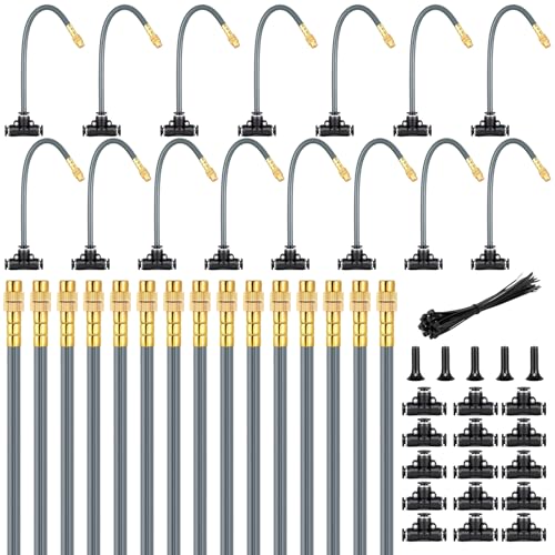 360° Adjustable 1/4" Drip Irrigation System Kits(No 1/4" Tubing) | Bendable Watering Misting Irrigation System, Garden Watering Atomizing System with 15 Nozzles for Garden Irrigation System - size: 1/4" Misting System