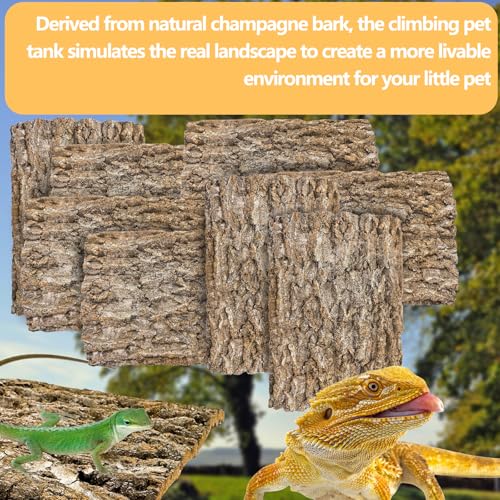 Hamiledyi 8PCS Cork Terrarium Background 15.7x11.8in Natural Large Cork Bark Backdrop Reptile Climbing Mat Tank Habitat Decor for Spider Lizard Chamelon Turtle Beared Dragon - size: 8PCS-15.7x11.8in