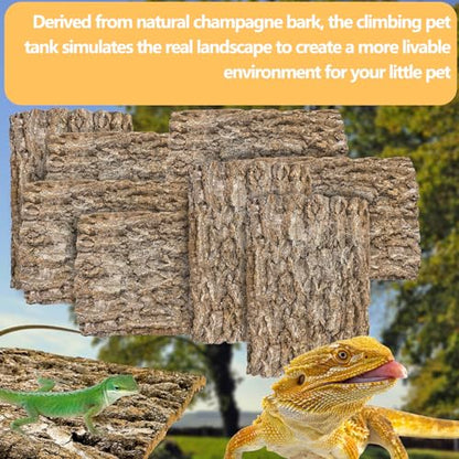 Hamiledyi 8PCS Cork Terrarium Background 15.7x11.8in Natural Large Cork Bark Backdrop Reptile Climbing Mat Tank Habitat Decor for Spider Lizard Chamelon Turtle Beared Dragon - size: 8PCS-15.7x11.8in
