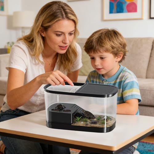 Reptile Terrarium Habitat Enclosure for Reptile | Gecko Terrarium Tank for Spider Chameleon Tarantula Bearded Dragon Frog Snack Gecko Tortoise - color: Black