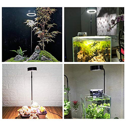 LED Aquarium Light for Under 5 Gallon Fish Tank 10W Full Spectrum | 360 Degree Small Aquarium Light LED Light with Bamboo Board Nano Fish Tank & Terrarium Light for Plant Growth USB Powered - size: 10w l / 10.62x11.22inch