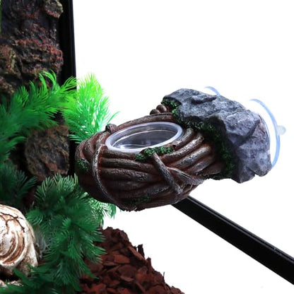 AIICIOO Vine Reptile Feeding Ledge Pet Food Bowl Water Dish Amphibian Feeder Bowl Reptile Terrarium Decor for Bearded Dragon Lizard Snake Frog Gecko Tortoise Hermit Crab - size: Vine Single Feeder