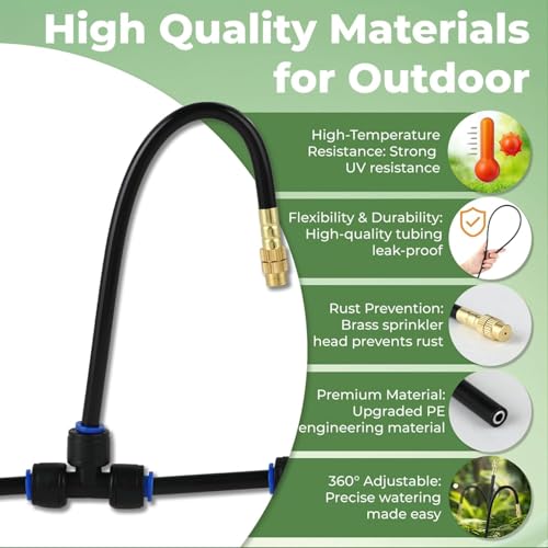 230FT Drip Irrigation System for Garden: 40 Nozzles 1/4" PE Tubing Automatic Watering Kit Adjustable Misting Sprinkler Mister Hose for Water Plants Tape Raised Beds Lawn Outdoor Yard Greenhouse - size: 230FT