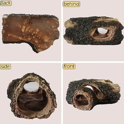 IBWell Aquarium Wood Fish Tank Decorations，Resin Fake Logs Terrarium DÉCor, Reptile Hide Aquarium Hideout for Fish Cave, Small Turtles, to 20 Gallon Tank - size: 5.3"*2.0"*8.9"