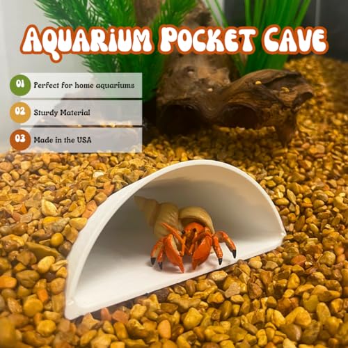 REEFSHAPE Aquarium or Terrarium Pocket Cave | Minimalist Shelter Cave for Fish, Shrimp, Reptiles, Amphibians, & More! | Made in USA (Pocket Cave, White) - style: Pocket Cave, White
