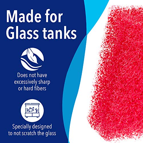 Evergreen Pet Supplies Aquarium Glass Cleaner Sponge - Non-Scratch Aquarium Glass Scrubber - Durable Tank Sponge Cleaner - Ergonomic Fish Tank Pad - Pack of 4, Red, 3.25 in x 3.25 in x 1 in