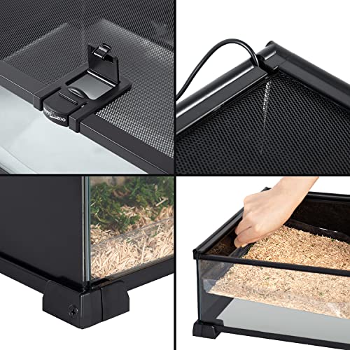 REPTIZOO Small Reptile Tank 20" x 12" x 6" Glass Reptile Terrarium with Top Feeding Habitat for Snake Spider - size: 20" x 12" x 6"