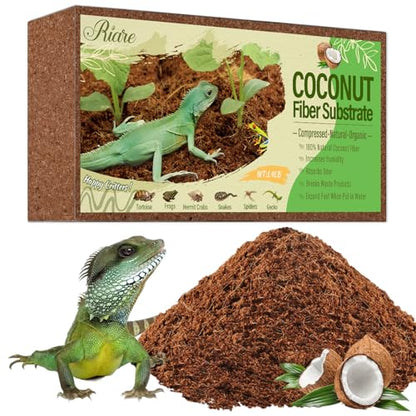 Riare 1 Pack Natural Coconut Fiber Substrate, Coco Coir Reptile Substrate | Coconut Husk Reptile Bedding for Tortoises, Snakes, Geckos, Bearded Dragons & Hermit Crabs, Enclosures & Terrarium Setups - color: 1 pack
