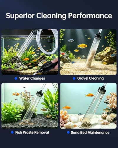 6ft Siphon Hose Fish Tank Cleaner, Aquarium Water Changer,Gravel Vacuum for Aquarium Sand & Gravel – Premium Designed for Superior Cleaning Performance, Safer Material, Battery-Free Design
