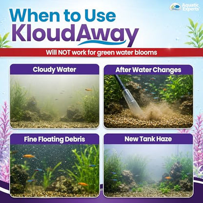 KloudAway Aquarium Water Clarifier – Clears Cloudy Water in Freshwater Fish Tanks, 1 Liter, Made in USA, Aquatic Experts - size: 1 L (33.8 oz)