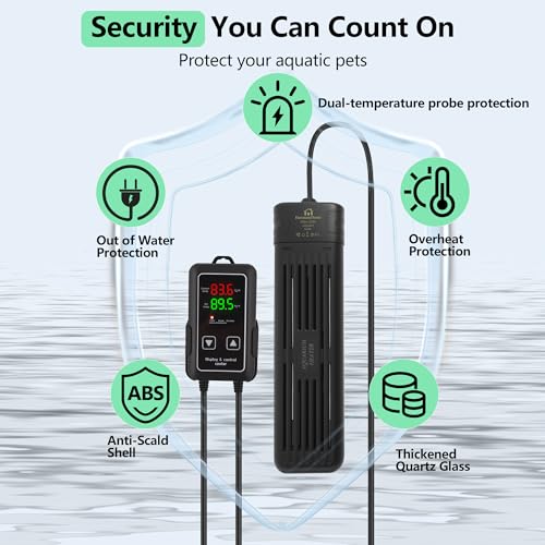 Aquarium Heater 300W/1000W, Submersible Fish Tank Heater with Digital LED Controller and Intelligent Leaving Water Automatically Stop Heating System, for Freshwater and Saltwater - size: 300W for 30-80 Gallon