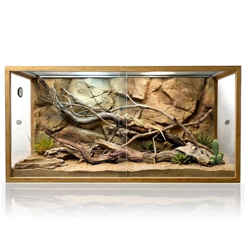 120 Gallon Bearded Dragon Tank,48"x24"x24"Bamboo Reptile Enclosure Also for Snake,Bearded Dragon,Turtle with Sliding Door Top Screen Ventilation,Stackable Large Reptile Terrariums - size: 48"x24"x24"