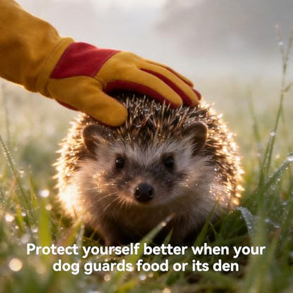 Animal Handling Gloves – Bite-Proof, Multi-purpose, Pet Leather Gloves with Padding - color: Yellow, size: 23.6