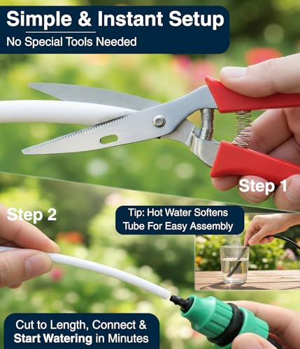 DBR Tech® 1/4 Drip Irrigation Tubing, 200 Feet, Flexible PVC Plastic Drip Irrigation Hose for Gardening, Misting, Hydroponics and DIY Landscape Garden Projects, Blank Distribution (200ft, White) - color: White, size: 200ft