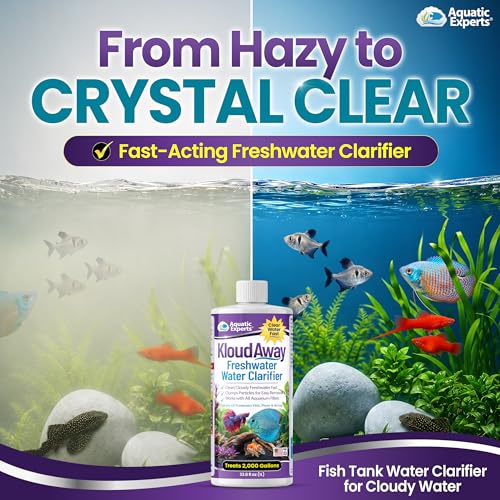 KloudAway Aquarium Water Clarifier – Clears Cloudy Water in Freshwater Fish Tanks, 1 Liter, Made in USA, Aquatic Experts - size: 1 L (33.8 oz)
