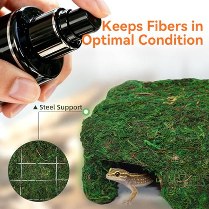 Small Green Reptiles Cave Hideout, Lizard Moss Hide | Safe Shelter, Handmade Snake Cave Hideout Hut for Themed Terrarium Ideal for Gecko Hamster Snake Rest & Hide