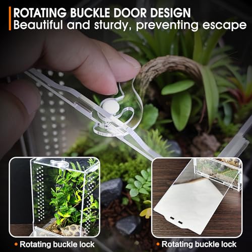 Jumping Spider Enclosure, Insect Terrarium, Bug Cage, Acrylic Terrarium for Tarantula, Snail, Praying Mantis, Frog, and Small Reptiles (4.7" x 4.3" x 7.8") - size: 4.7" x 4.3" x 7.8"