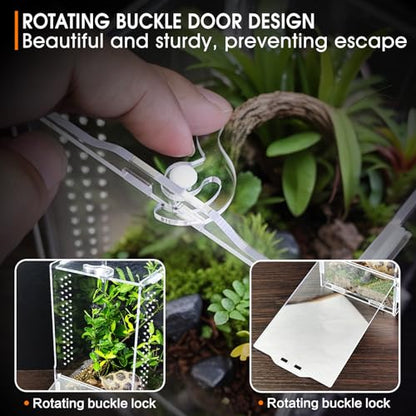 Jumping Spider Enclosure, Insect Terrarium, Bug Cage, Acrylic Terrarium for Tarantula, Snail, Praying Mantis, Frog, and Small Reptiles (4.7" x 4.3" x 7.8") - size: 4.7" x 4.3" x 7.8"