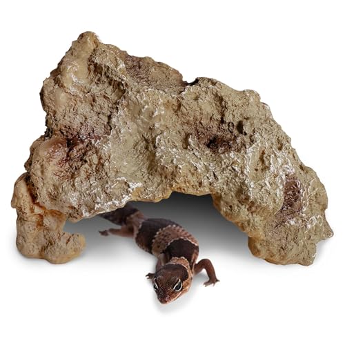 Hamiledyi Reptile Rock Hide Cave Reptile Hide Leopard Gecko Hide Bearded Dragon Hideout Terrarium Habitat Decor Reptile Hideout for Snake Lizard Gecko Turtle Hermit Crab Frog (M) - style: M : 8.46''×5.91''×4.72''