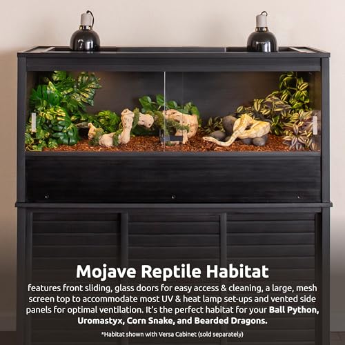 New Age Pet ECOFLEX 48" Wide Large Reptile Habitat, Mojave Lounge for Snakes, Tortoises & Lizards in Maple, Black & Grey, Easy Assembly, Sliding Glass Doors & Mesh Top - color: Black, size: Large