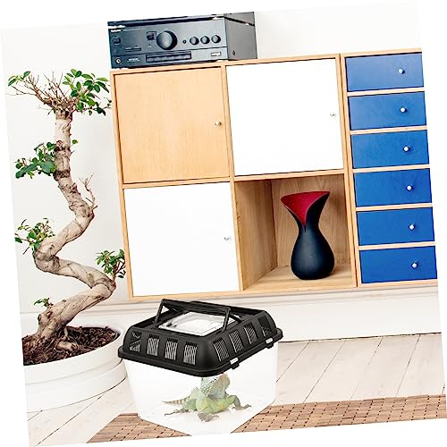 Yardwe Acrylic Portable Reptile Breeding Box Handle PET Display Container for Snakes Frogs and Spiders for Reptile Habitat and Convenient Transport