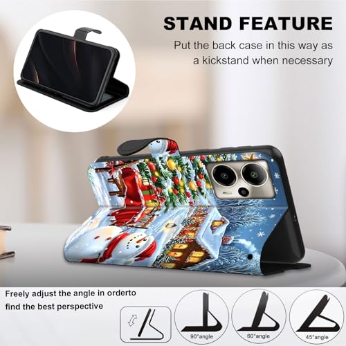 for Cricket Outlast 5G 2024 Wallet case with RFID Blocking Credit Card Holder Kickstand, Folio Flip PU Leather Shockproof Protective Cover for AT&T Motivate Pro 5G, Snowy Christmas - color: Snowy Christmas