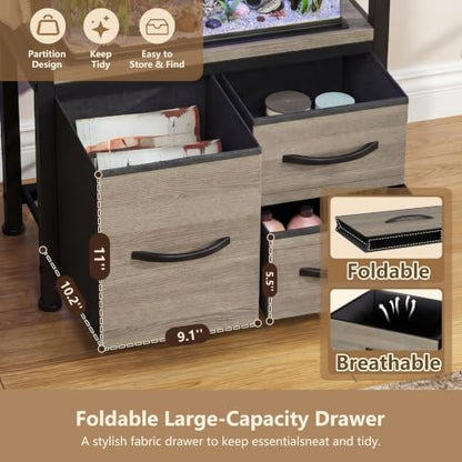 Heybly 5-10Gal Fish Tank Stand with Drawer, Power Outlet,200lbs HAS002SSG-1 | Aquarium Stand,Heavy Duty Metal Frame for Fish Tank, Turtle & Reptile Terrarium, 20.5" × 10.2" Top, Rustic Gray - color: Greige, size: 5-10 gal