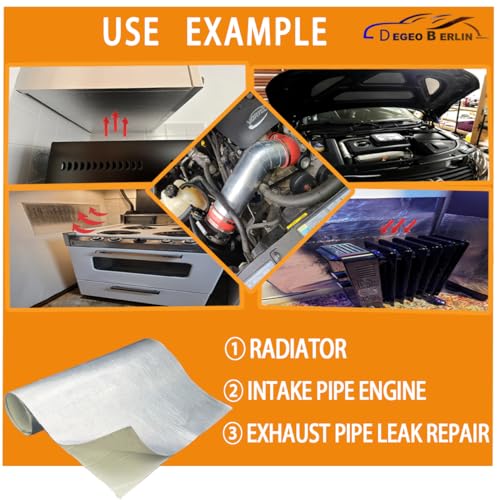 Aluminized Adhesive Backed heat shield tape 12'' X 47'' Thermal Barrier Blanket Mat 2000 Degrees High Temp Protection Material exhaust wrap - size: 12'' X 47''