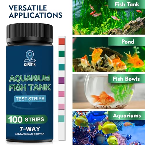 Aquarium Test Strips,7-Way Freshwater Saltwater Fish Tank Pond Test(100ct) | Nitrate, Nitrite, Chlorine, Hardness, Alkalinity, Carbonate, pH - color: 7 WAY