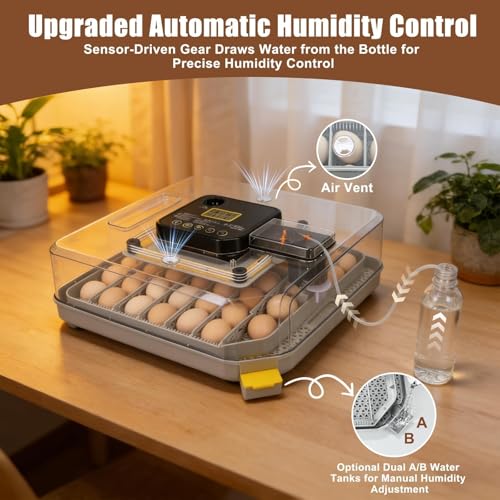 Series IV - 48 Egg Professional Incubator for Breeders, Automatic Sensor-Based Precise Humidity & Temp Control, Adjustable Spacing, Auto Turn & Auto Stop, Preset Incubation Days, Chick Separator - size: 48-Egg Gray