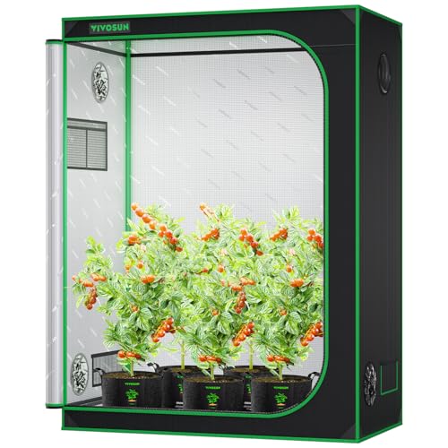 VIVOSUN 5x3 Grow Tent 60"x32"x80"High Reflective Mylar Tent Indoor Grow | Heavy-duty Zippers, Sturdy Metal Frame, Wide Clear Window, Removable Floor Tray, 100% Reflective Mylar Interior - size: 60"x32"x80"