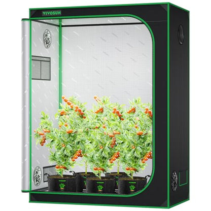 VIVOSUN 5x3 Grow Tent 60"x32"x80"High Reflective Mylar Tent Indoor Grow | Heavy-duty Zippers, Sturdy Metal Frame, Wide Clear Window, Removable Floor Tray, 100% Reflective Mylar Interior - size: 60"x32"x80"