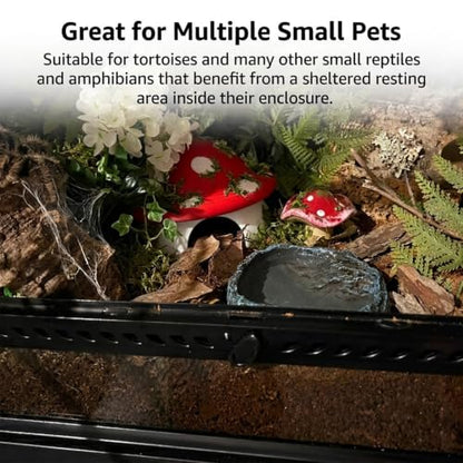 Mushroom Reptile Hide for Tortoise and Small Pets,Tortoise Hide Shelter with Cute Design, Reptile Hide Box for Vivarium (X Large:24cm x17.5cm) - size: X Large:24cm x17.5cm