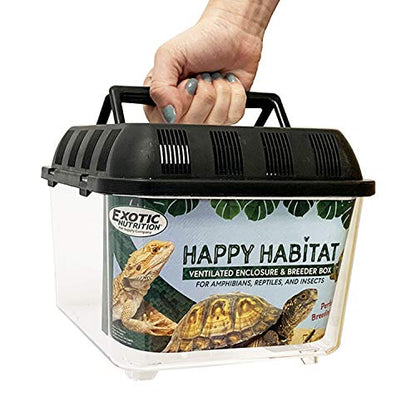 Happy Habitat (Standard) - Ventilated Enclosure & Breeder Box - for Live Feeder Insects, Reptiles, Amphibians & Other Small Pets - Durable Plastic Portable Terrarium - size: Standard