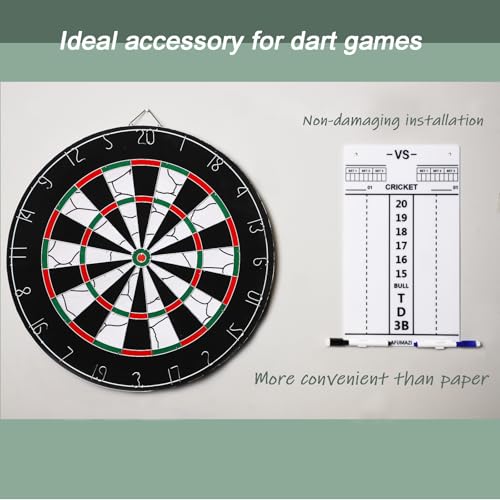 Dry Erase Dart Scoreboard, Dart Score Keeper for Cricket and 01 Games, 13.8x7.9 Inch Dartboard Accessories