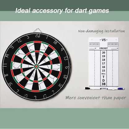 Dry Erase Dart Scoreboard, Dart Score Keeper for Cricket and 01 Games, 13.8x7.9 Inch Dartboard Accessories