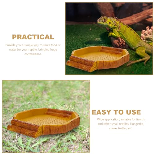 SUPVOX Resin Reptile Food Feeder and Water Container for Tortoises and Lizards, Pet Feeding Bowl Compatible with Terrariums and Reptile Habitats