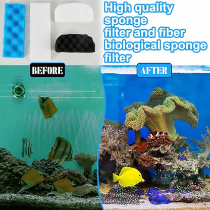 Threlaco 24 Pcs Filter Media Kit Compatible with Fluval 306/307, Including Foam Pad, Water Polishing Pad, Biological Sponges Max for Aquarium Canister Filter Media Replacement - style: 306/307