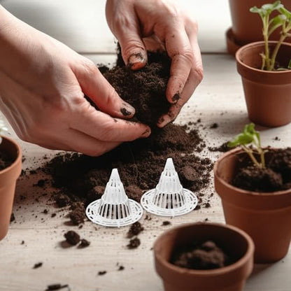 POPETPOP Flower Pot Hole Mesh Pad | Keeping Soil from Flowing, 50 Pack Drainage Pads and Pot Fillers - size: 5.50X4.70X3.40CM