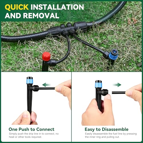 Drip Irrigation System for Garden, 2026-Upgraded Quick Connect Garden Watering Kit All-in-One with 1/2 inch 1/4 inch Irrigation Tubing for Garden, Lawn, Greenhouse, Raised Beds (233FT) - size: 33FT Main tube+200FT 1/4" tube