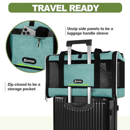 GAPZER Cat Carrier 18"x11"x11" TSA Approved Ventilated Pet Air Travel Cage | Top Open Small Animal Basic Crate, Shih Tzu Dog Softsided Durable Kennel, 4-Mesh-Side Kitty Carry on Case up to 20 lbs Teal - color: Turquoise