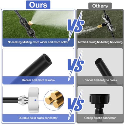 GMAULEE Misting Cooling System, DIY 98.5FT(30M) Misting Line +30 Brass Mist Nozzles+ a Brass Connector(3/4'') Outdoor Mister System for Patio Waterpark Garden Trampoline Greenhouse - size: 98.5 ft (30M)+30 Brass