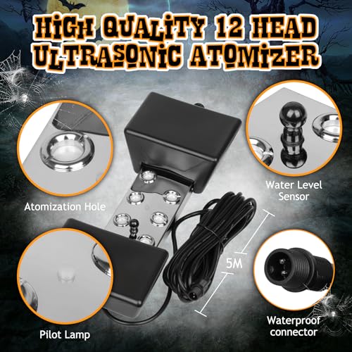Ultrasonic Mist Maker Fogger 6 Head(5000ml/H),110V 350W Power Water Proof Ultrasonic Mister,Ultrasonic Fogger Humidifier with Float,for Vegetable Preservation,Landscape,Halloween Atmosphere - size: 6 HEAD