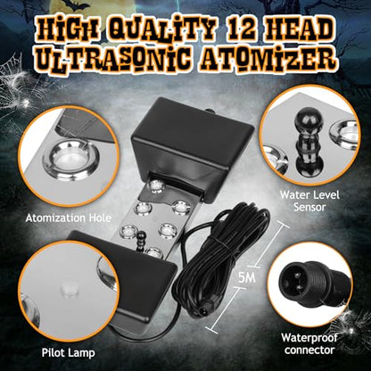 Ultrasonic Mist Maker Fogger 6 Head(5000ml/H),110V 350W Power Water Proof Ultrasonic Mister,Ultrasonic Fogger Humidifier with Float,for Vegetable Preservation,Landscape,Halloween Atmosphere - size: 6 HEAD