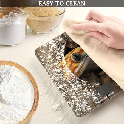geckoes Reptile 3d Wood Background Soap Making scale for food weight 11lb/0.18oz, 5kg/5g gram scales digital weight with 4 unit for Baking Baking peso digital para comida
